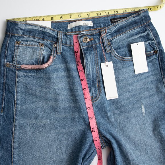 Ella Moss Jeans Straight High Waisted Cropped Vintage Inspired Denim Blue 30 New - Picture 9 of 10